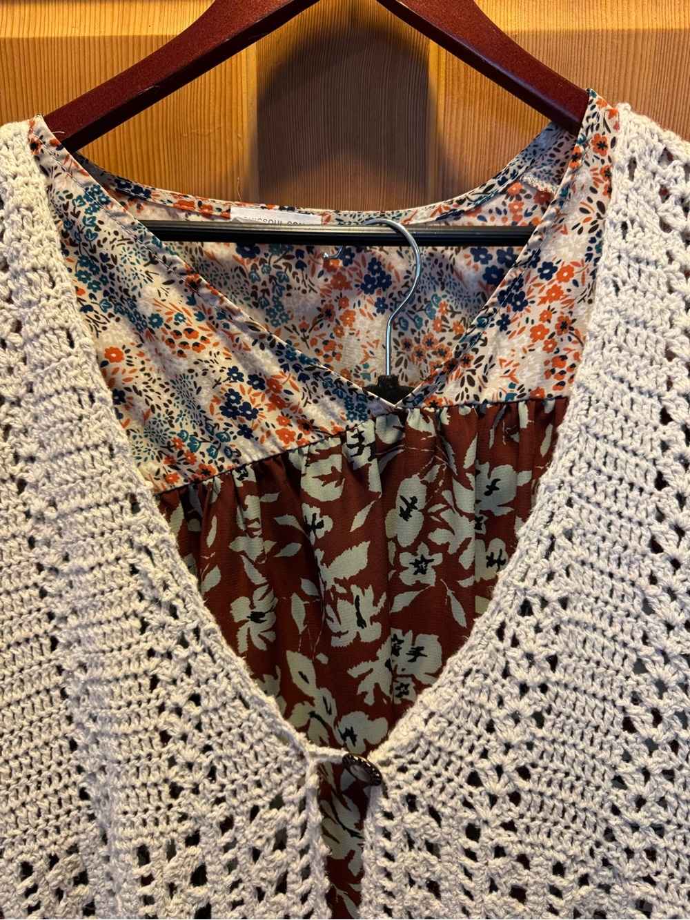 BOHO inspired Cream Crochet Openwork Knit Vest- may be hand made - Picture 13 of 16